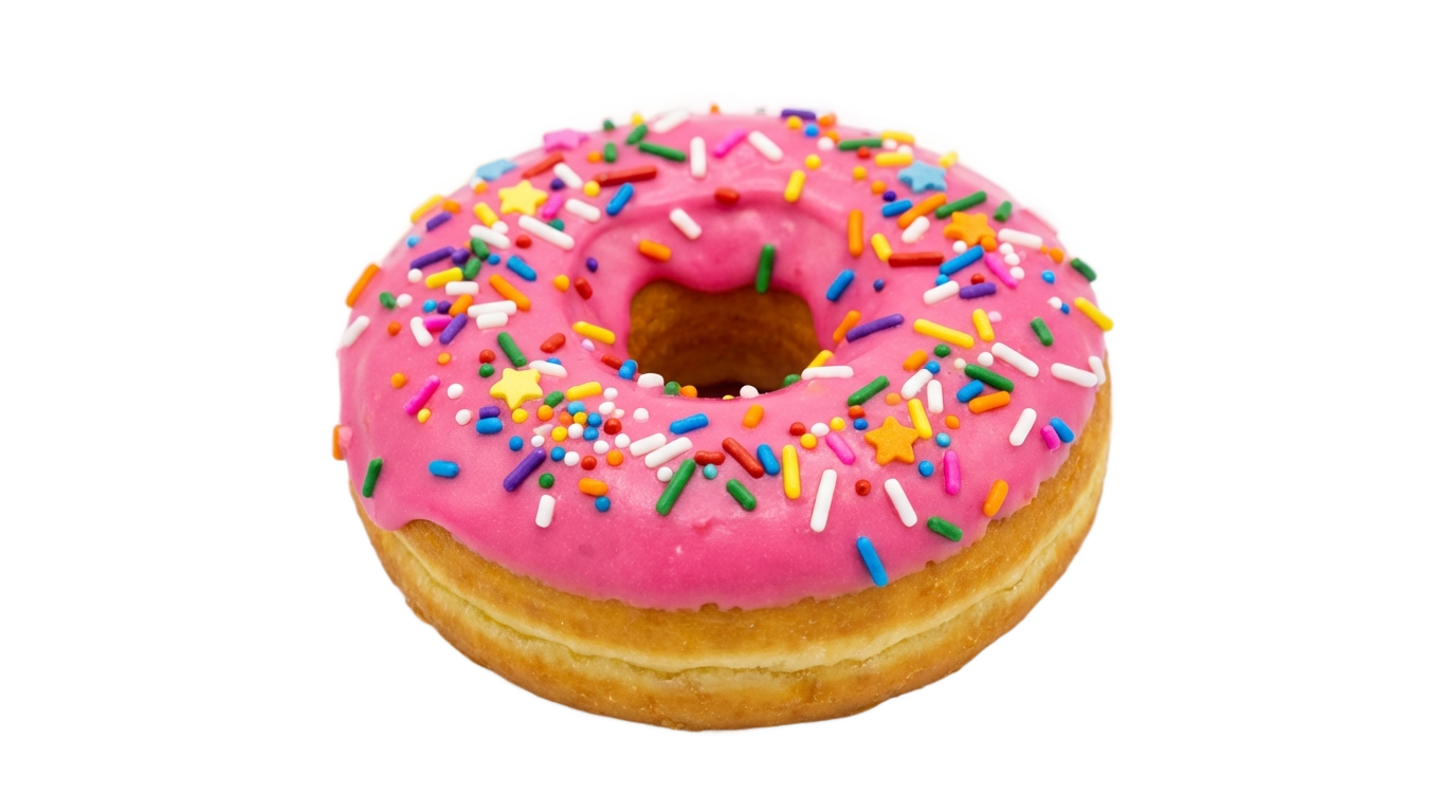 pink donut with sprinkles png PNG transparent background