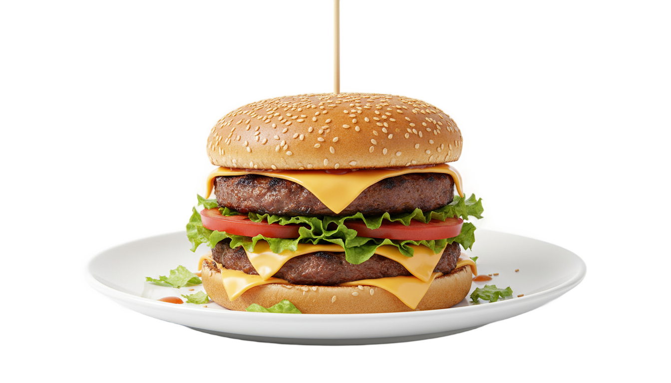 burger on plate png PNG transparent background