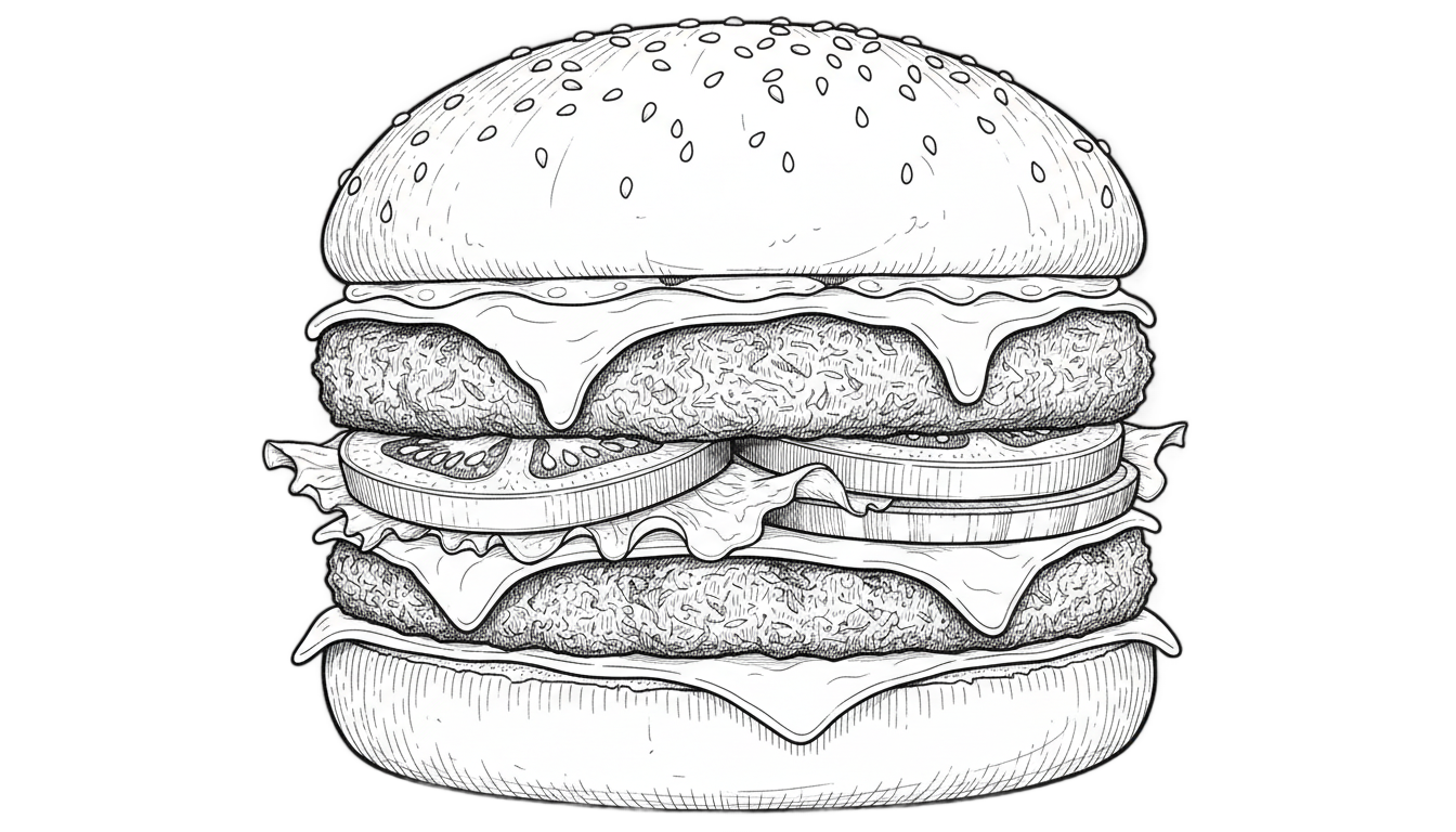 burger png black and white PNG transparent background
