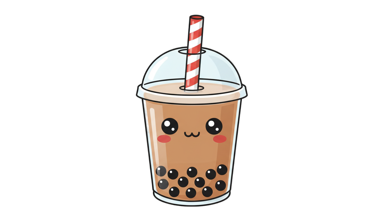 boba tea cartoon png PNG transparent background