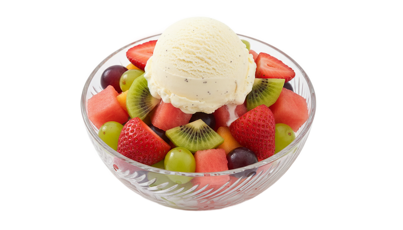 fruit salad with ice cream png PNG transparent background