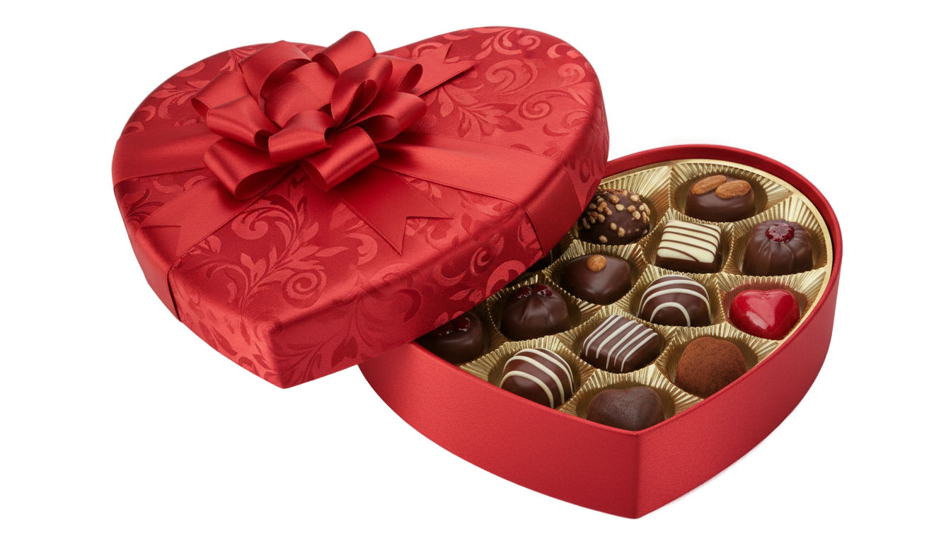 chocolate heart box png PNG transparent background