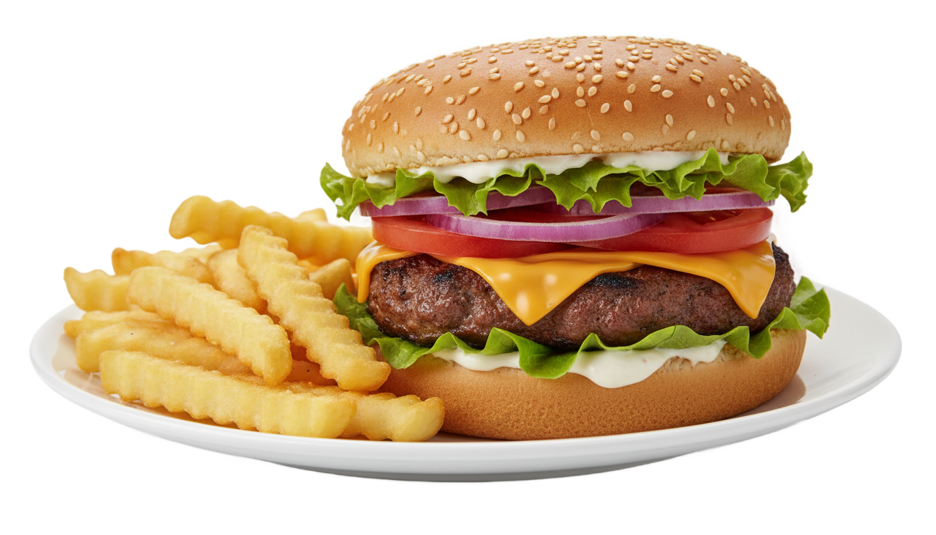 burger and fries png PNG transparent background