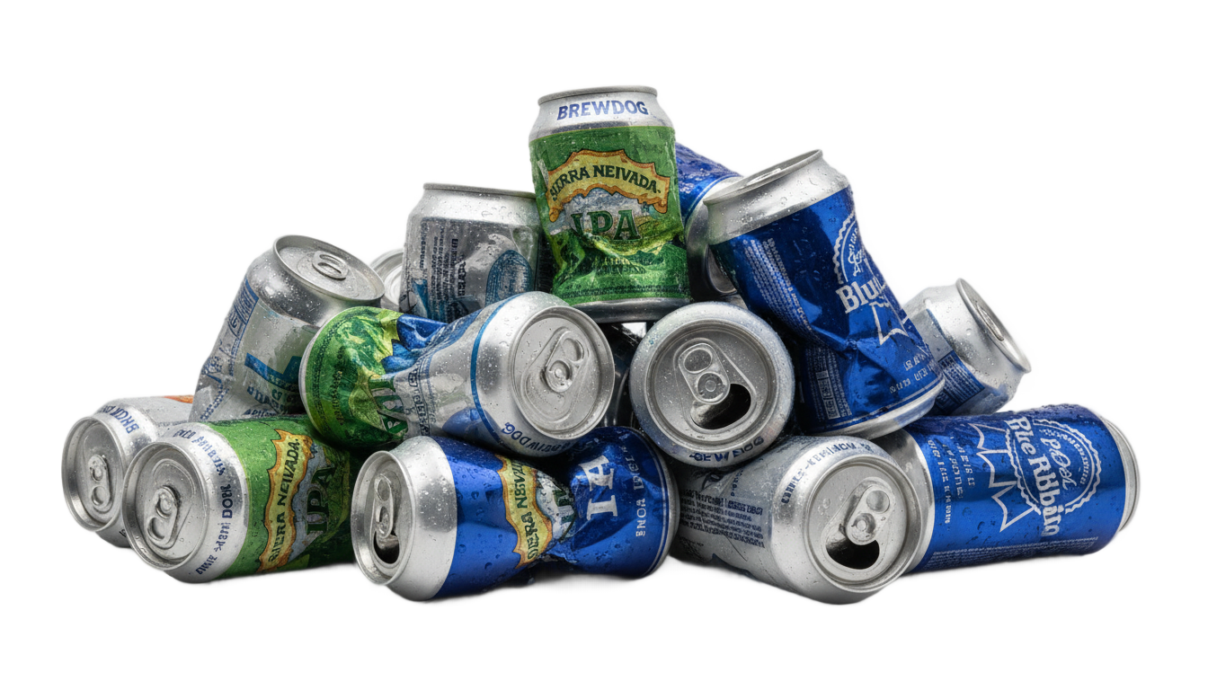 pile of beer cans png PNG transparent background