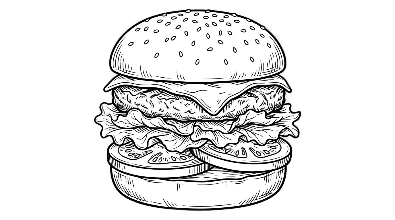 burger clipart black and white png PNG transparent background