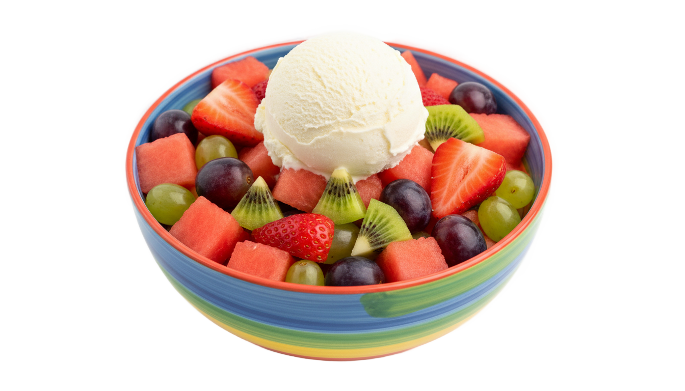 fruit salad with ice cream png PNG transparent background