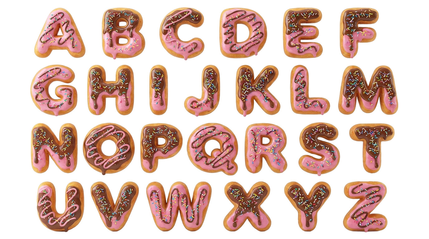 donut letters png PNG transparent background