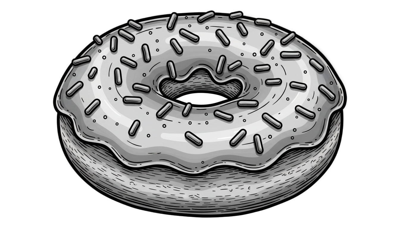 donut png black and white PNG transparent background