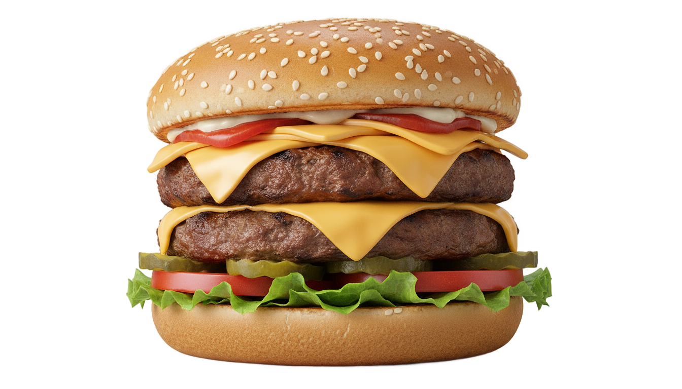 double patty burger png PNG transparent background