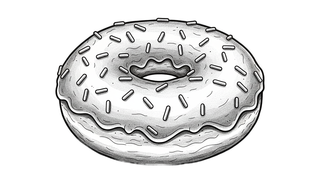 donut png black and white PNG transparent background