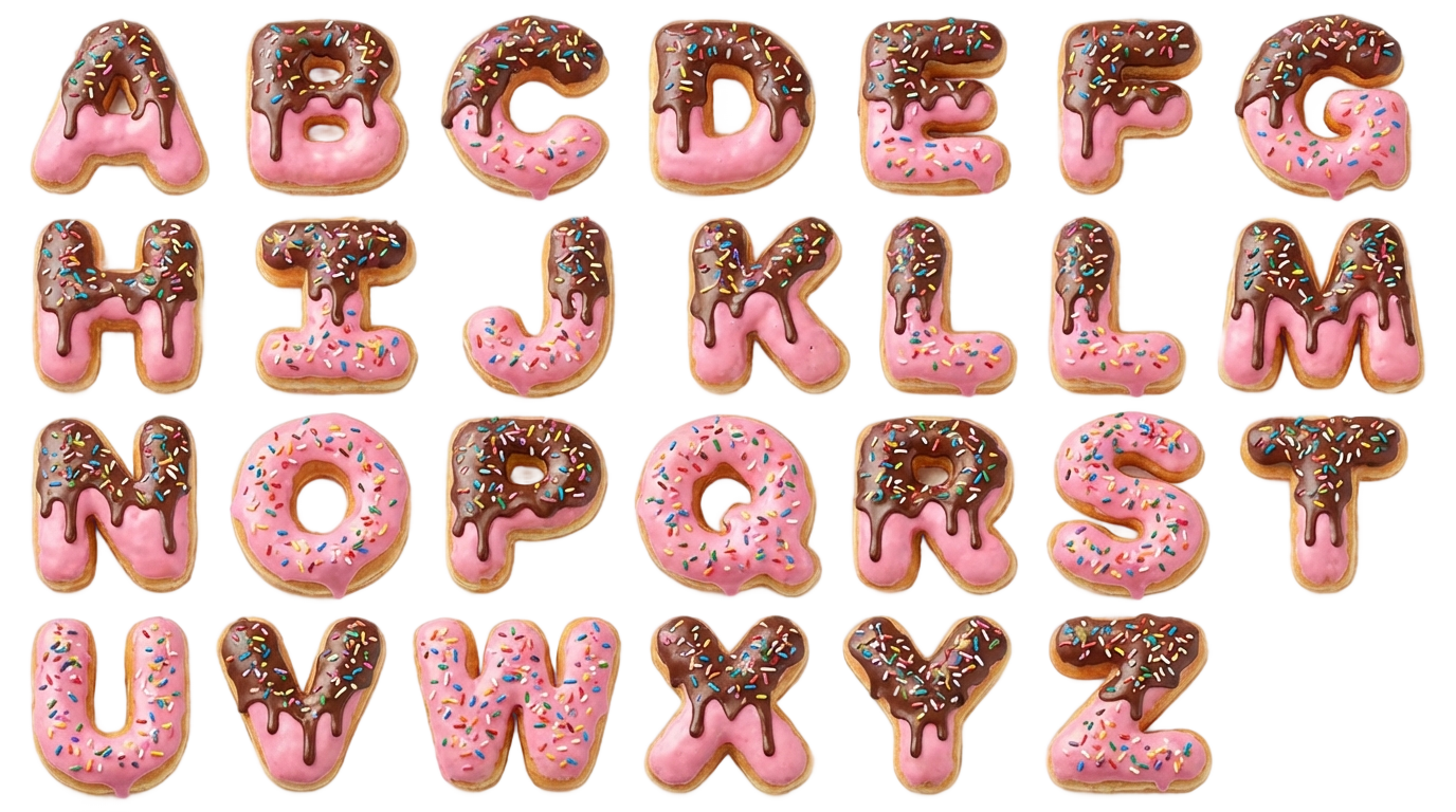 donut letters png PNG transparent background
