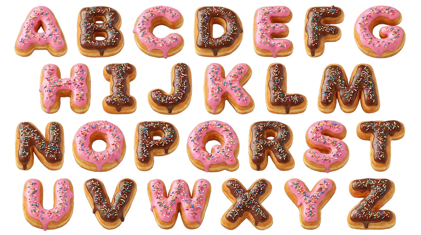 donut letters png PNG transparent background