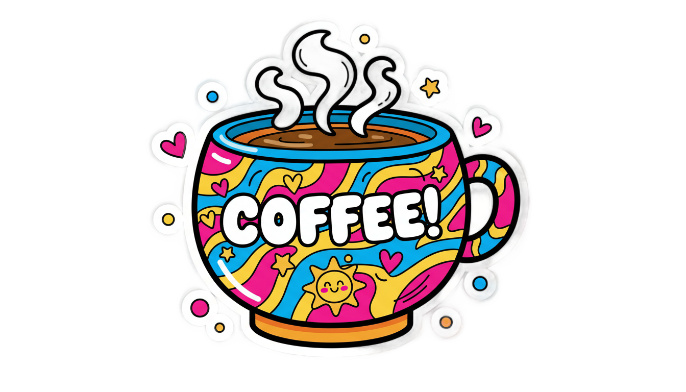 coffee cup sticker design png PNG transparent background