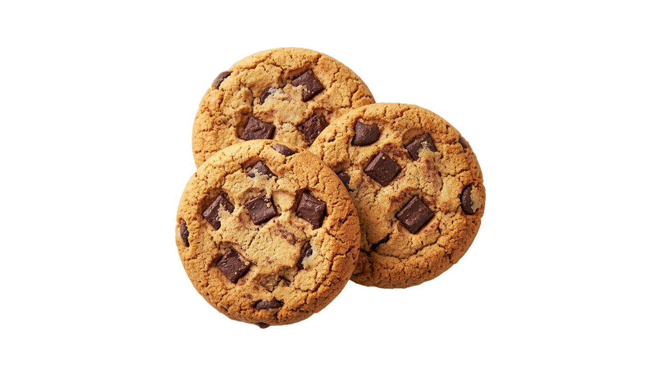 three chocolate chip cookies png PNG transparent background