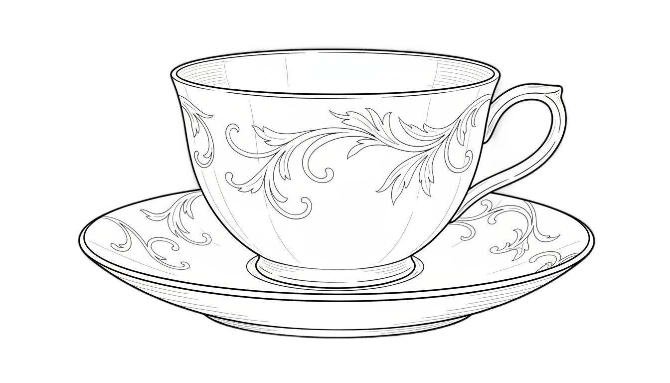 tea cup png black and white PNG transparent background