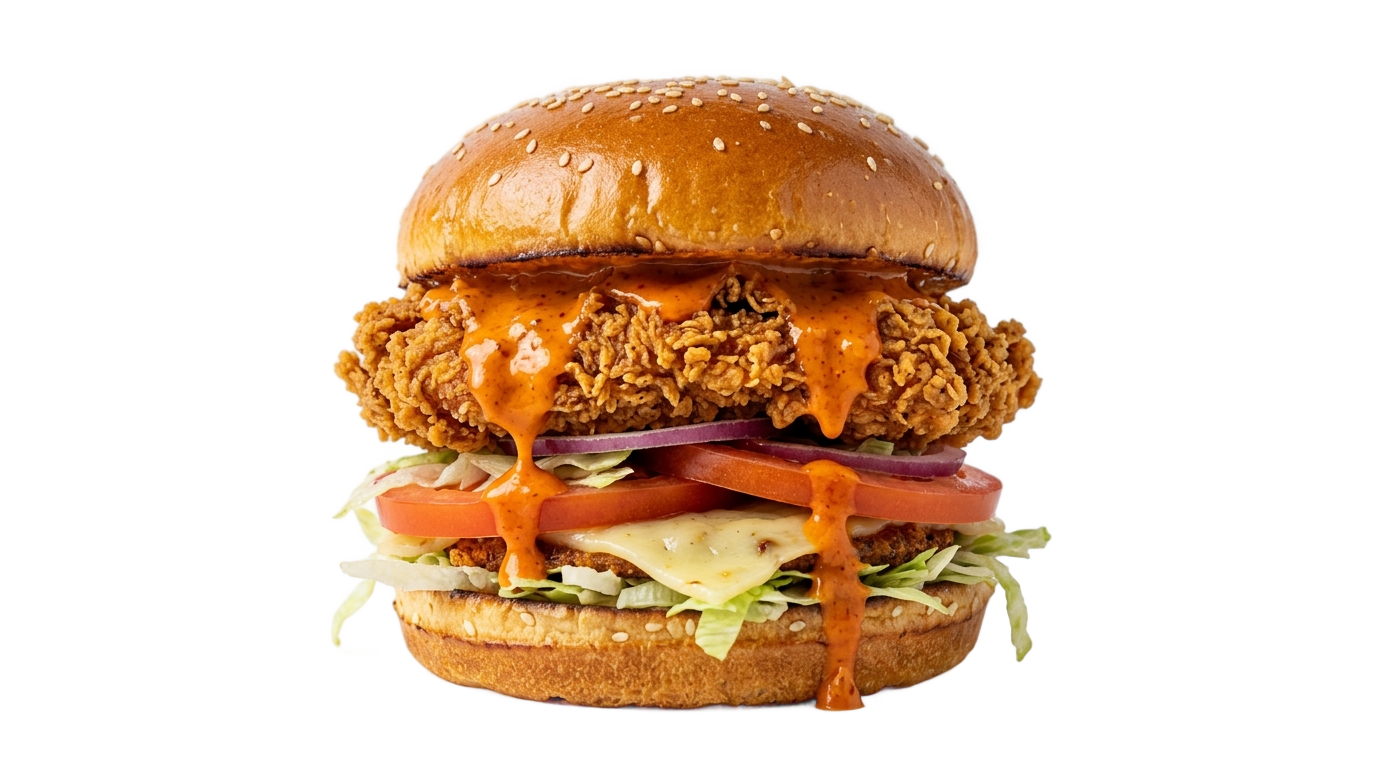 spicy chicken burger png PNG transparent background