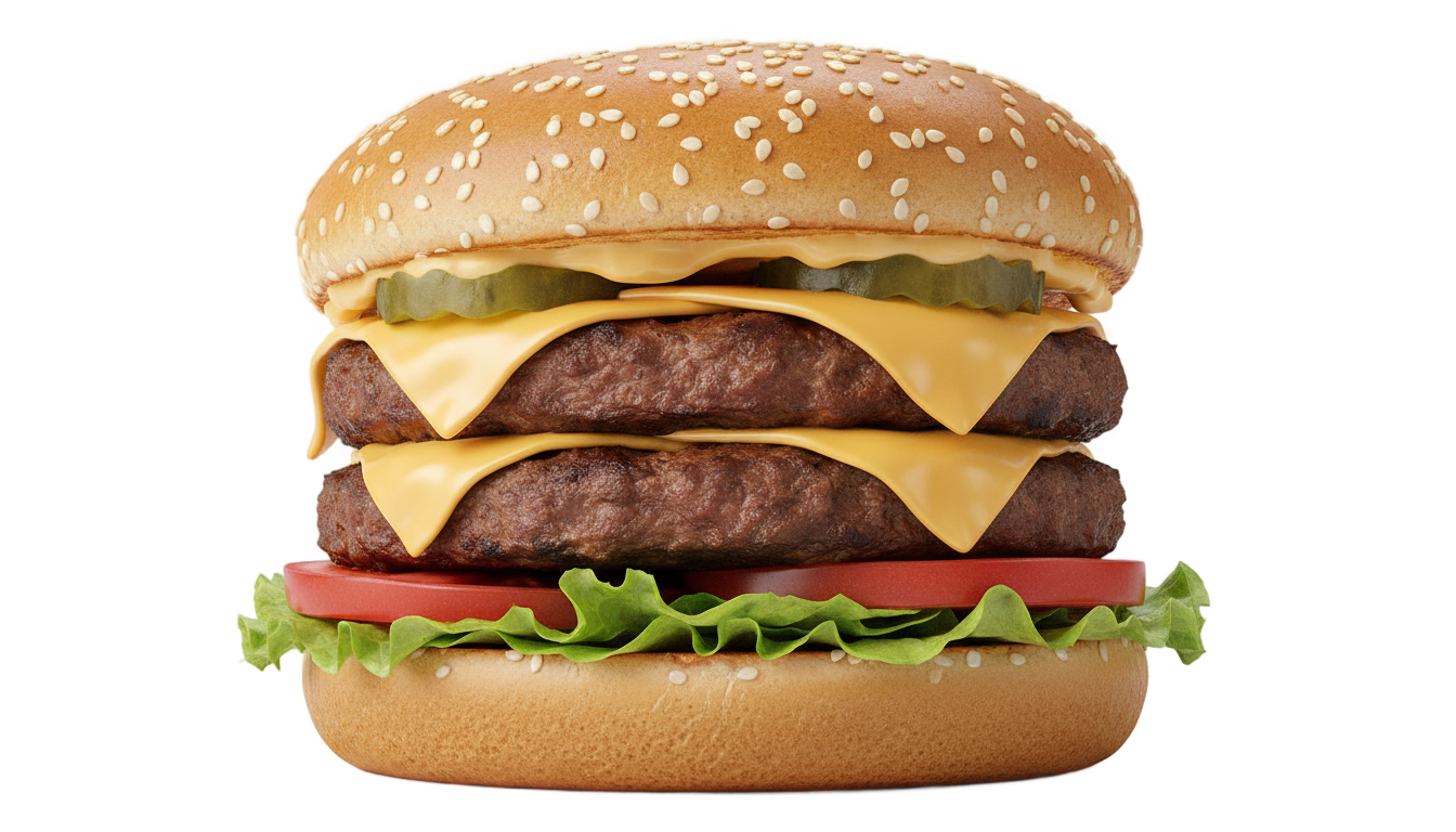 double patty burger png PNG transparent background