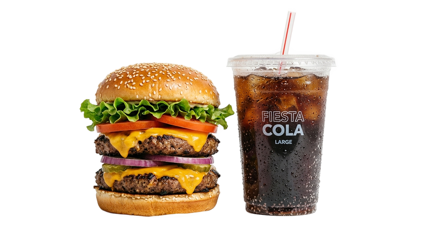 burger with cold drink png PNG transparent background