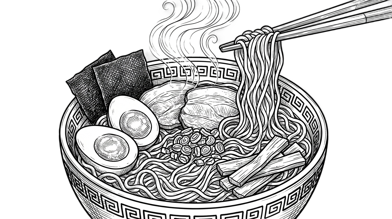 ramen png black and white PNG transparent background