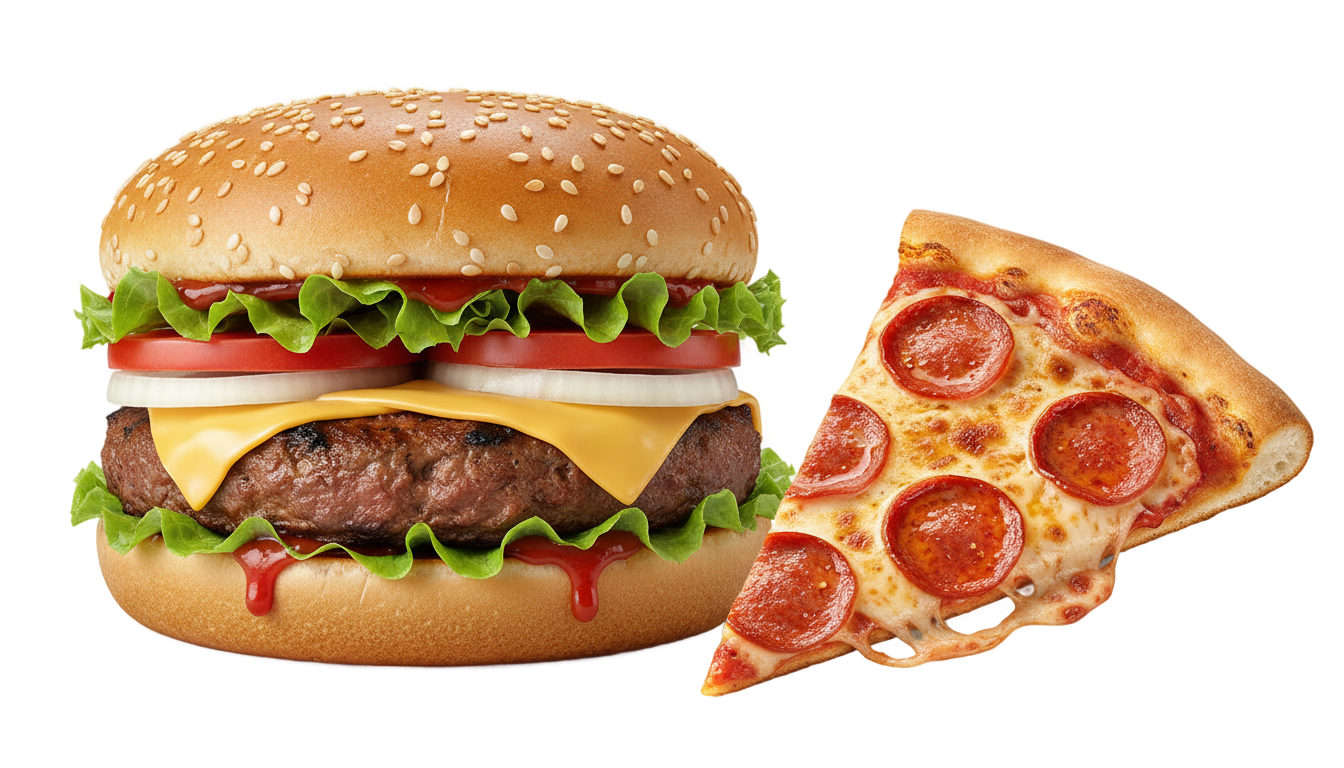 pizza and burger png PNG transparent background