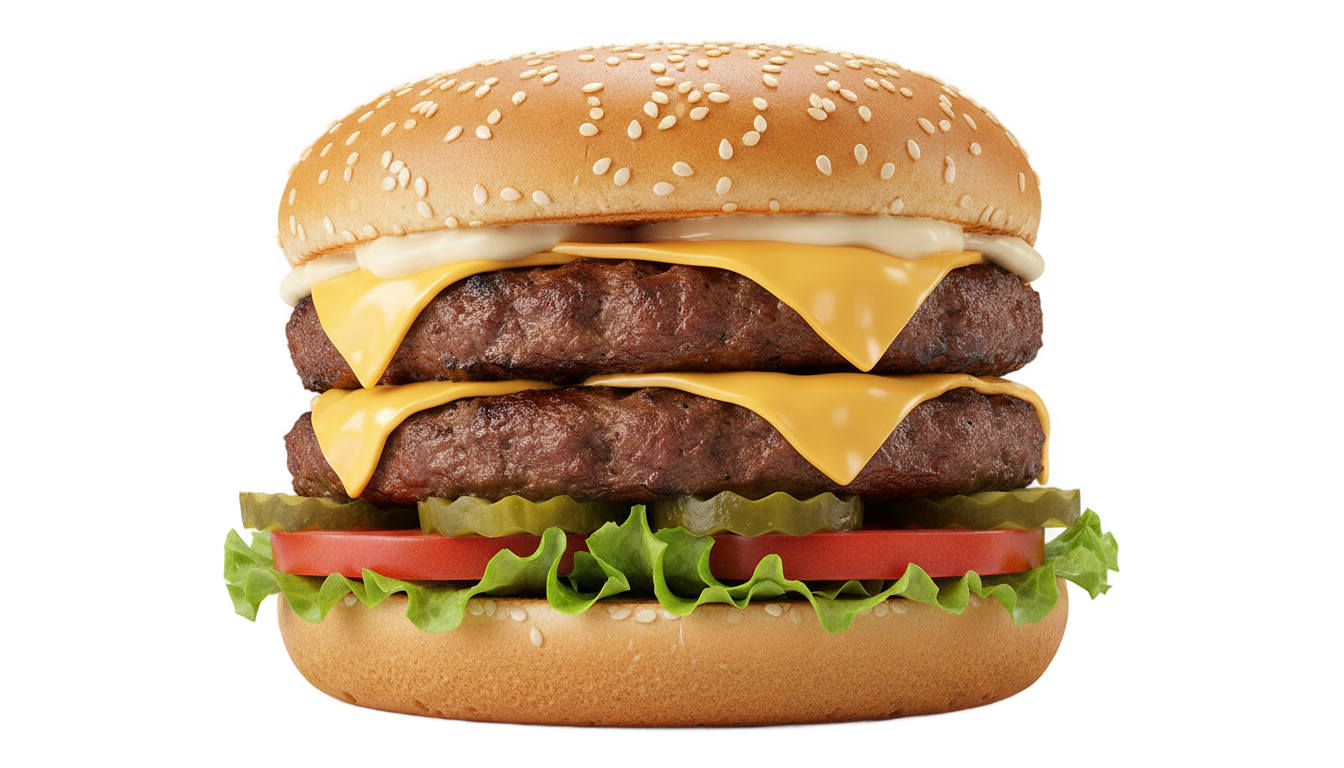 double patty burger png PNG transparent background