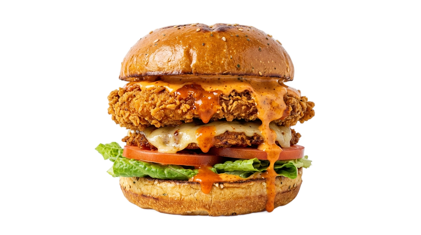 spicy chicken burger png PNG transparent background