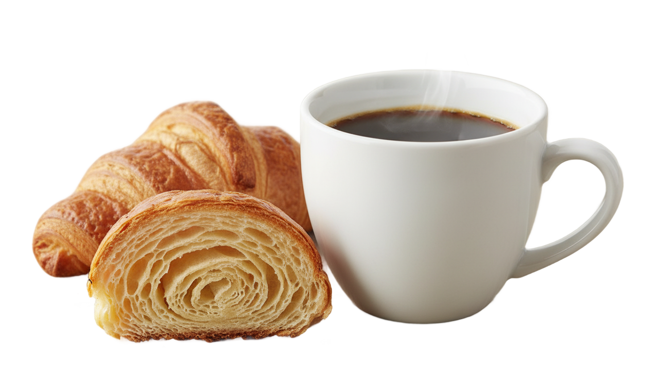 coffee and croissant png PNG transparent background