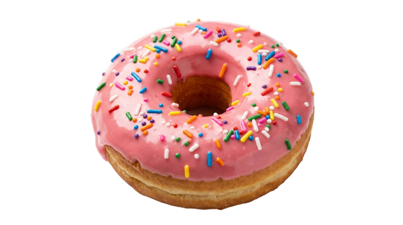 pink donut png cartoon PNG transparent background
