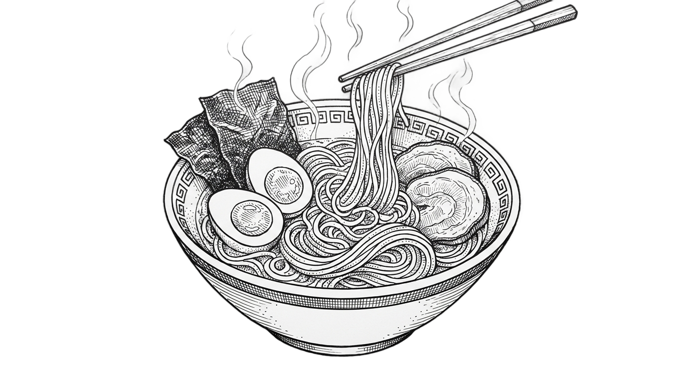 ramen png black and white PNG transparent background