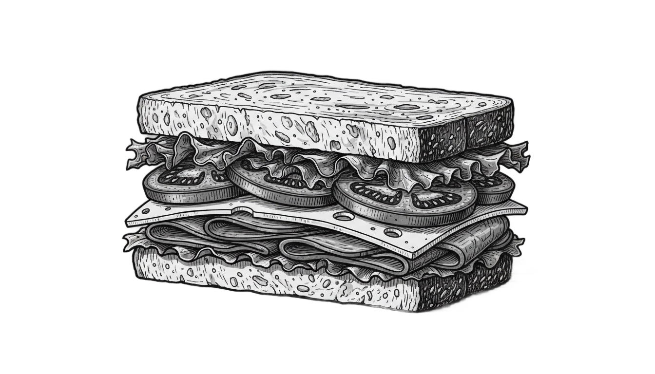 sandwich png black and white PNG transparent background