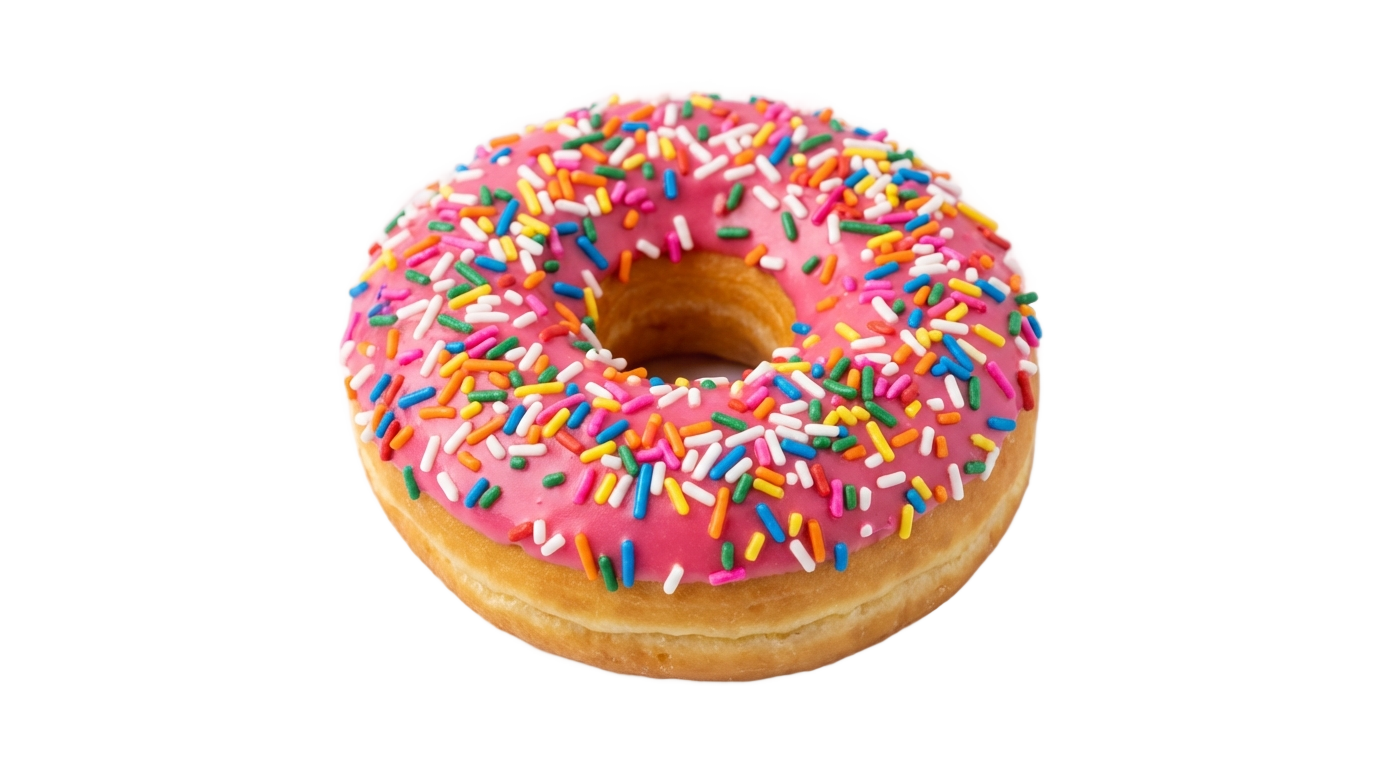 pink donut with sprinkles png PNG transparent background