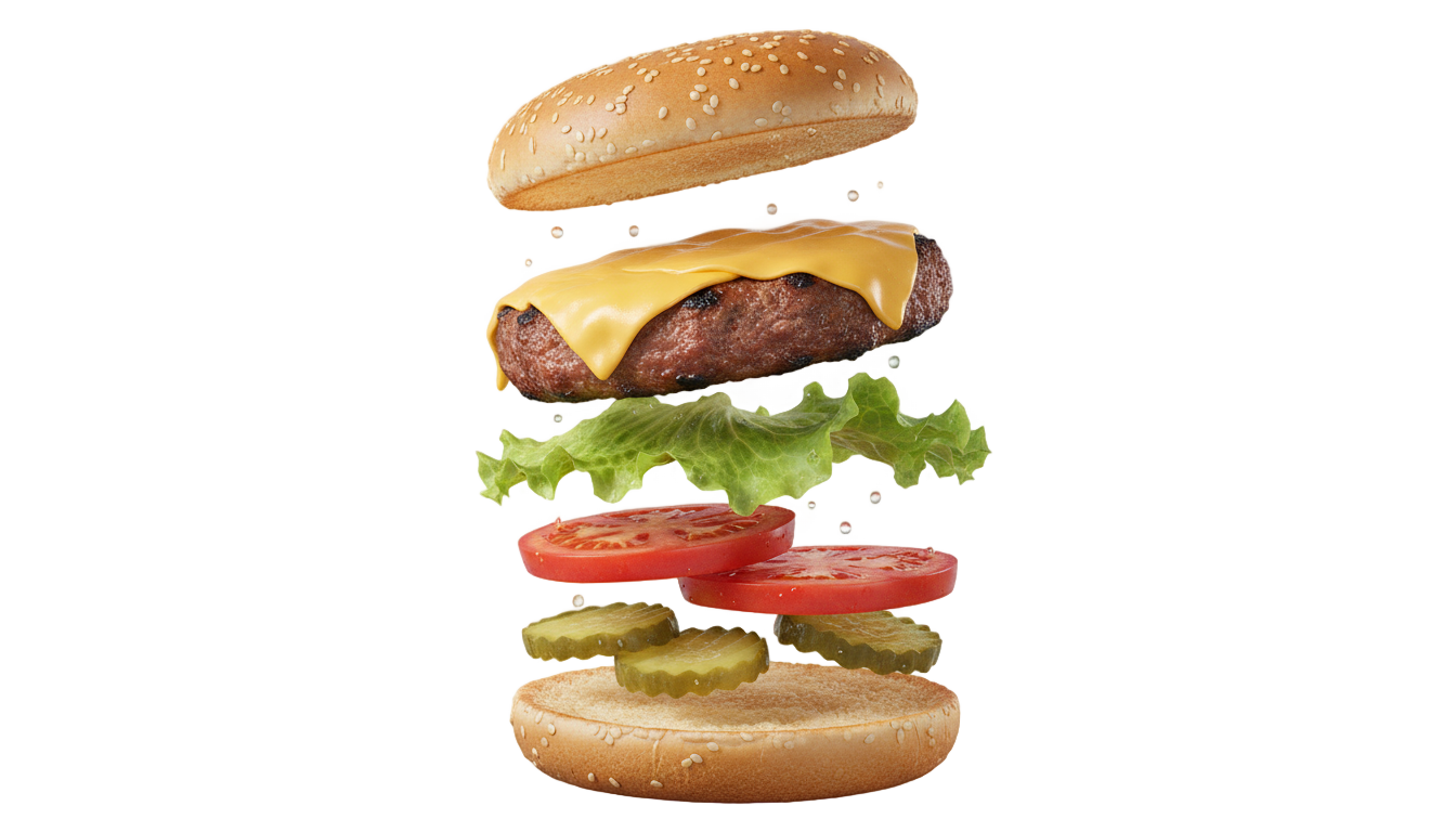 floating burger png PNG transparent background
