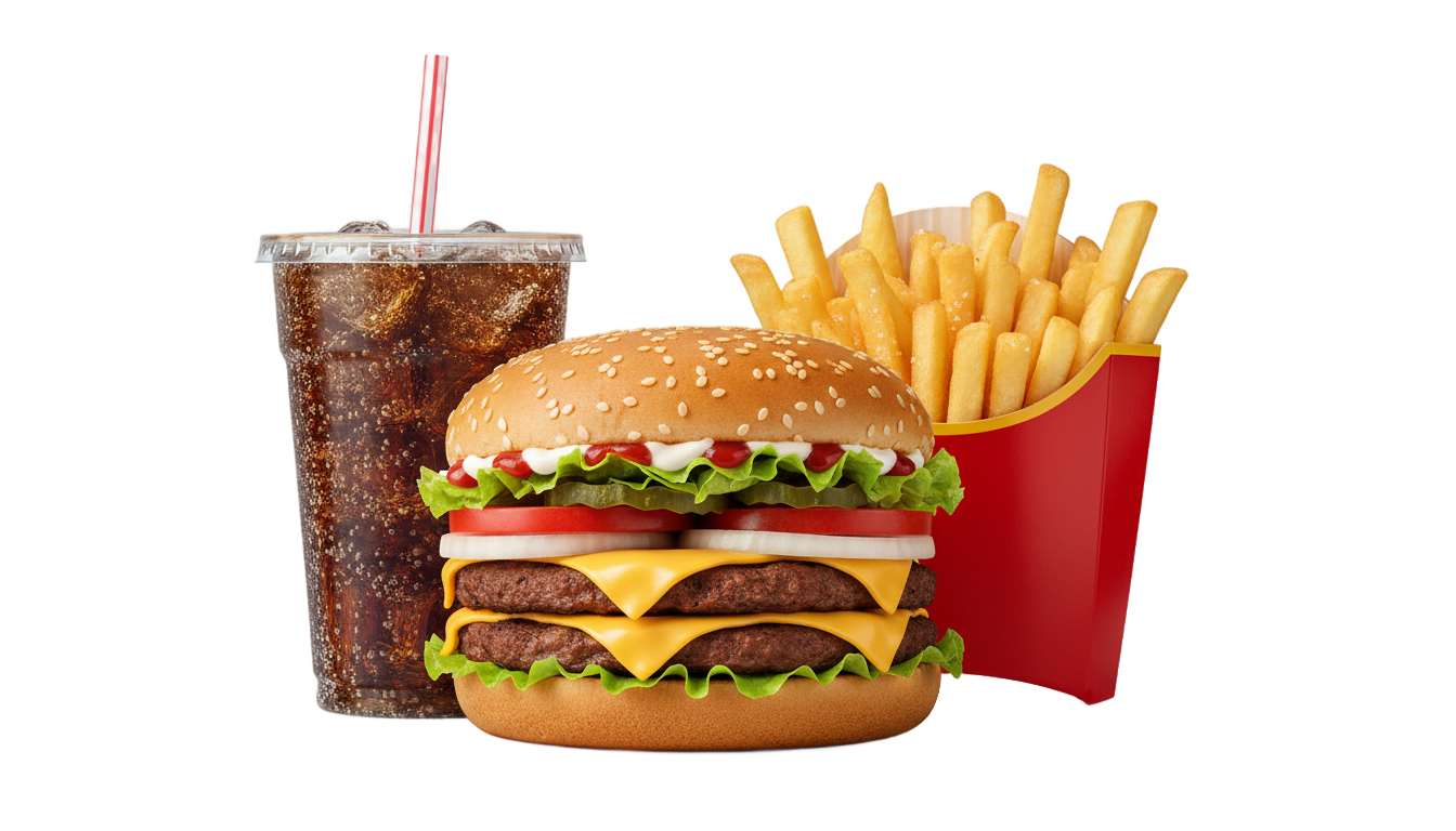 burger fries and drink png PNG transparent background