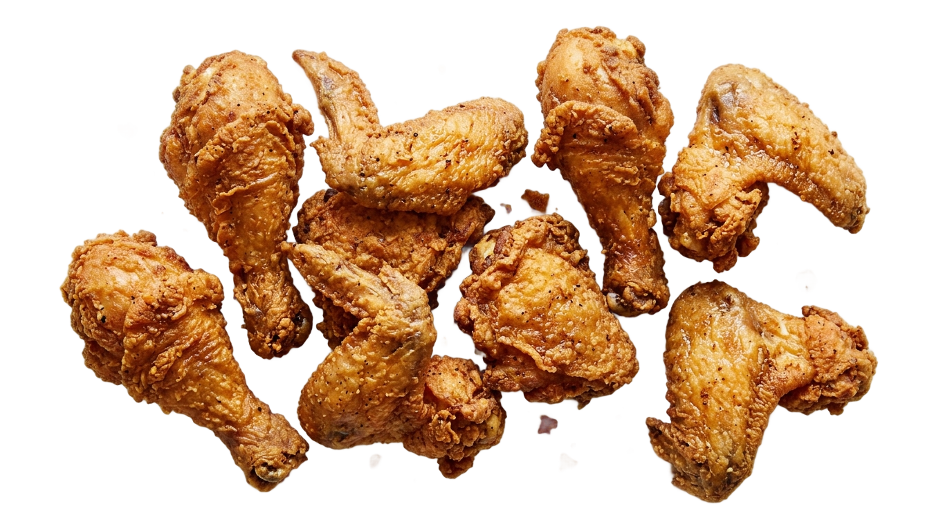 fried chicken top view png PNG transparent background