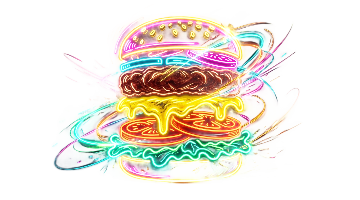 neon burger png PNG transparent background
