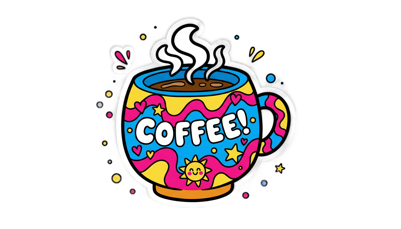 coffee cup sticker design png PNG transparent background