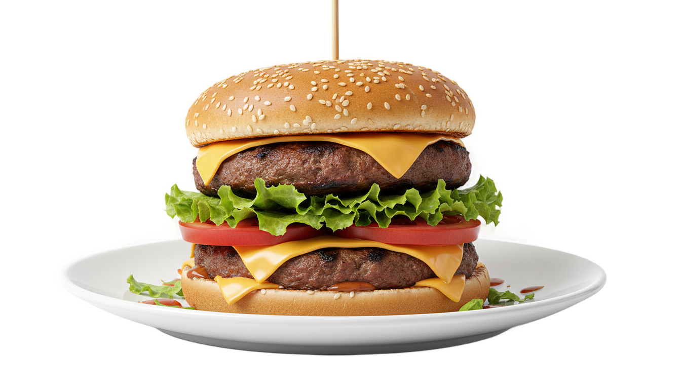 burger on plate png PNG transparent background