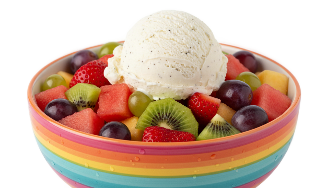 fruit salad with ice cream png PNG transparent background