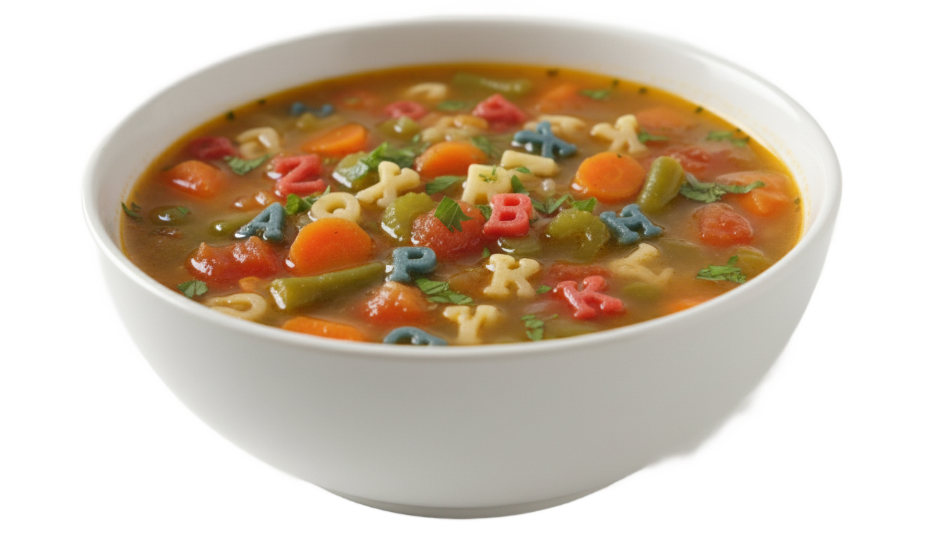alphabet soup png PNG transparent background
