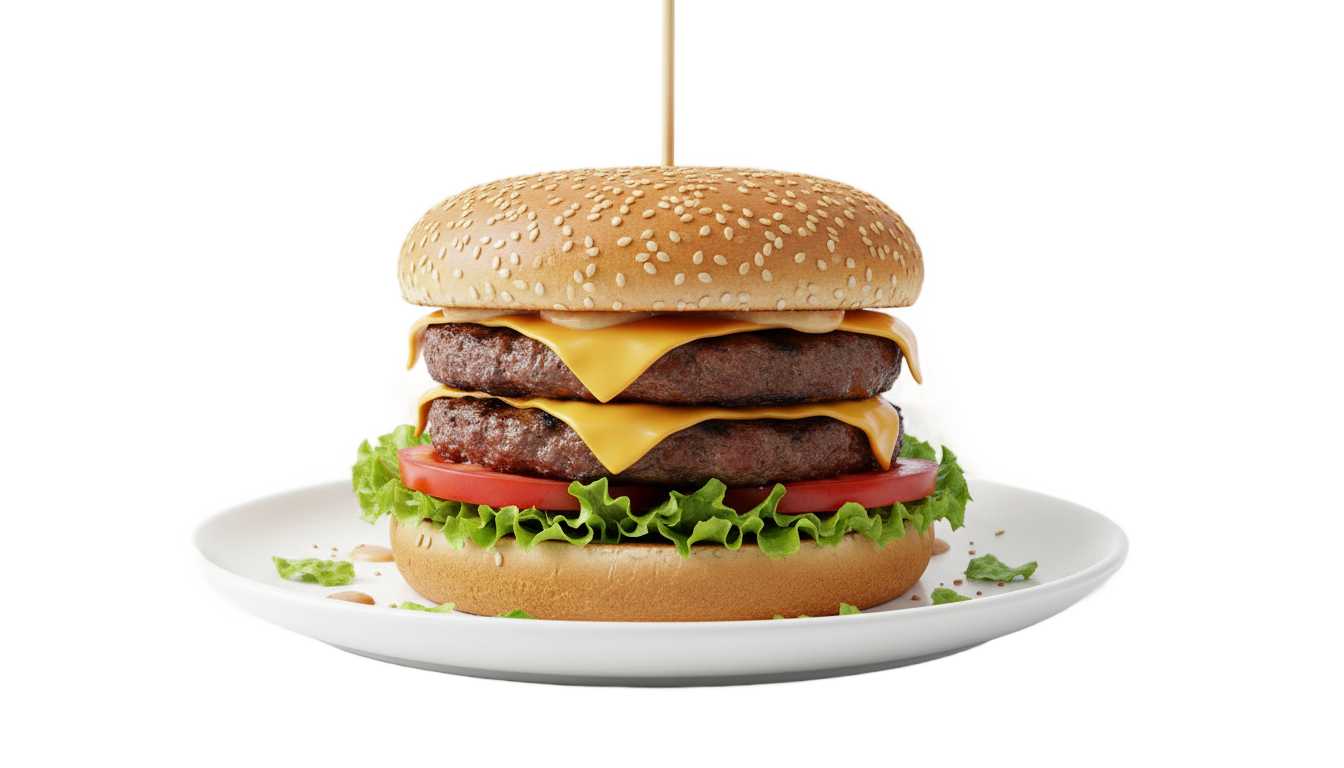 burger on plate png PNG transparent background