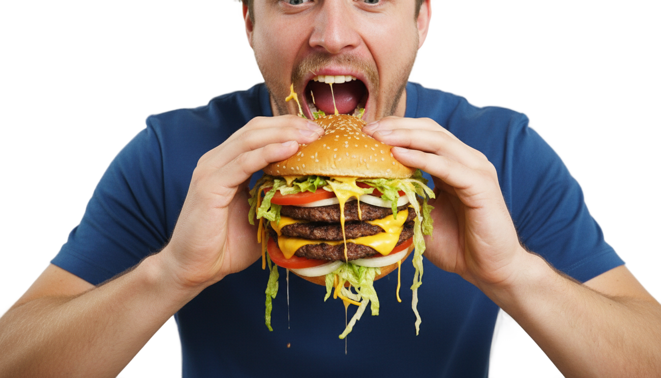 man eating burger png PNG transparent background