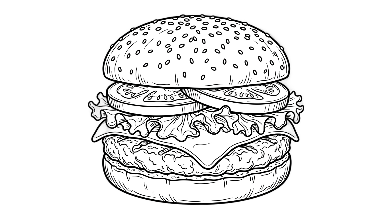 burger clipart black and white png PNG transparent background