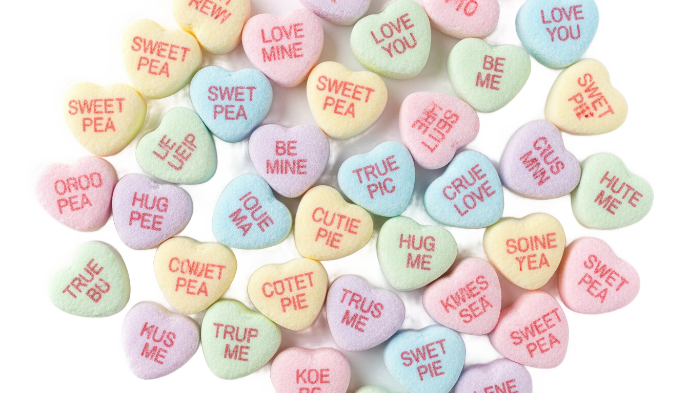 valentine candy hearts png PNG transparent background