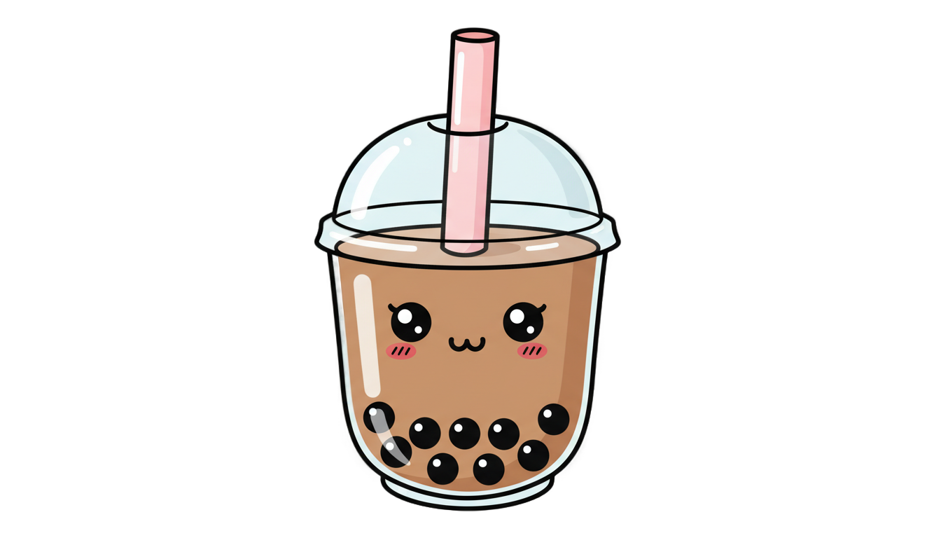 boba tea cartoon png PNG transparent background