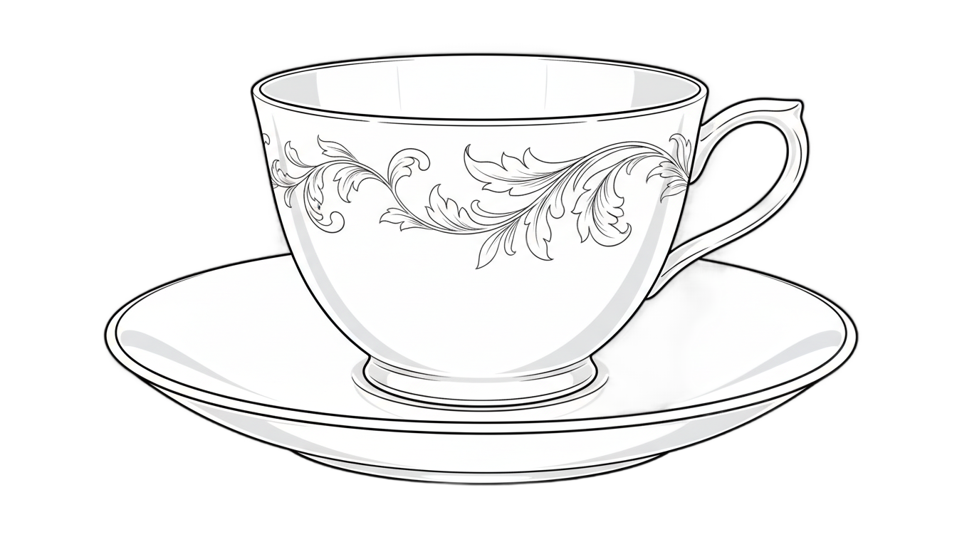 tea cup png black and white PNG transparent background