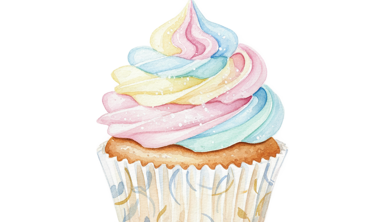 watercolor cupcake png PNG transparent background
