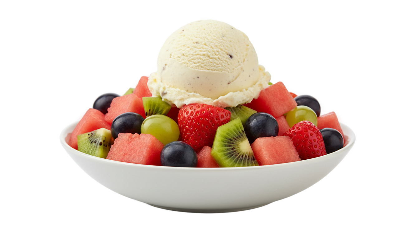 fruit salad with ice cream png PNG transparent background