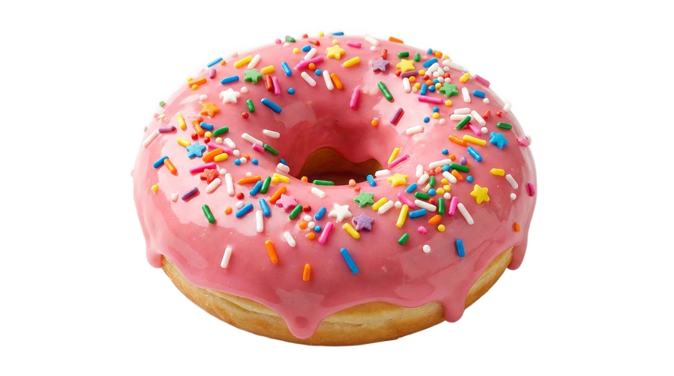 pink donut png cartoon PNG transparent background