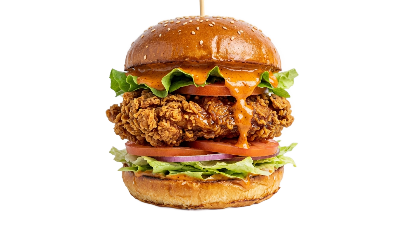 spicy chicken burger png PNG transparent background