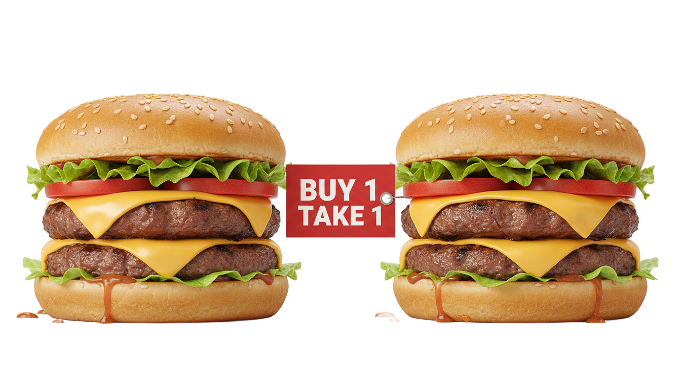buy 1 take 1 burger png PNG transparent background